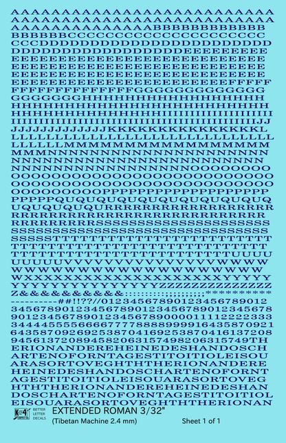 Extended Roman Letter Number Alphabet