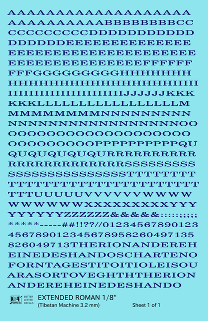 Extended Roman Letter Number Alphabet