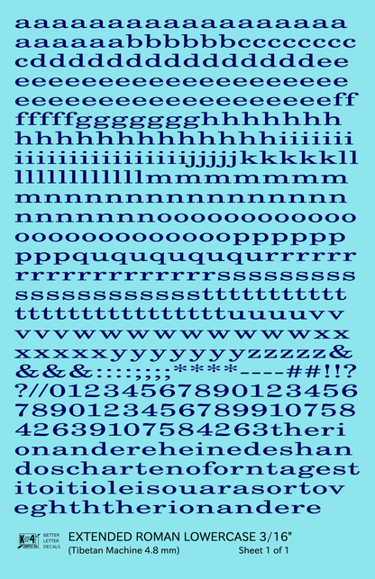 Lowercase Extended Roman Letter Number Alphabet