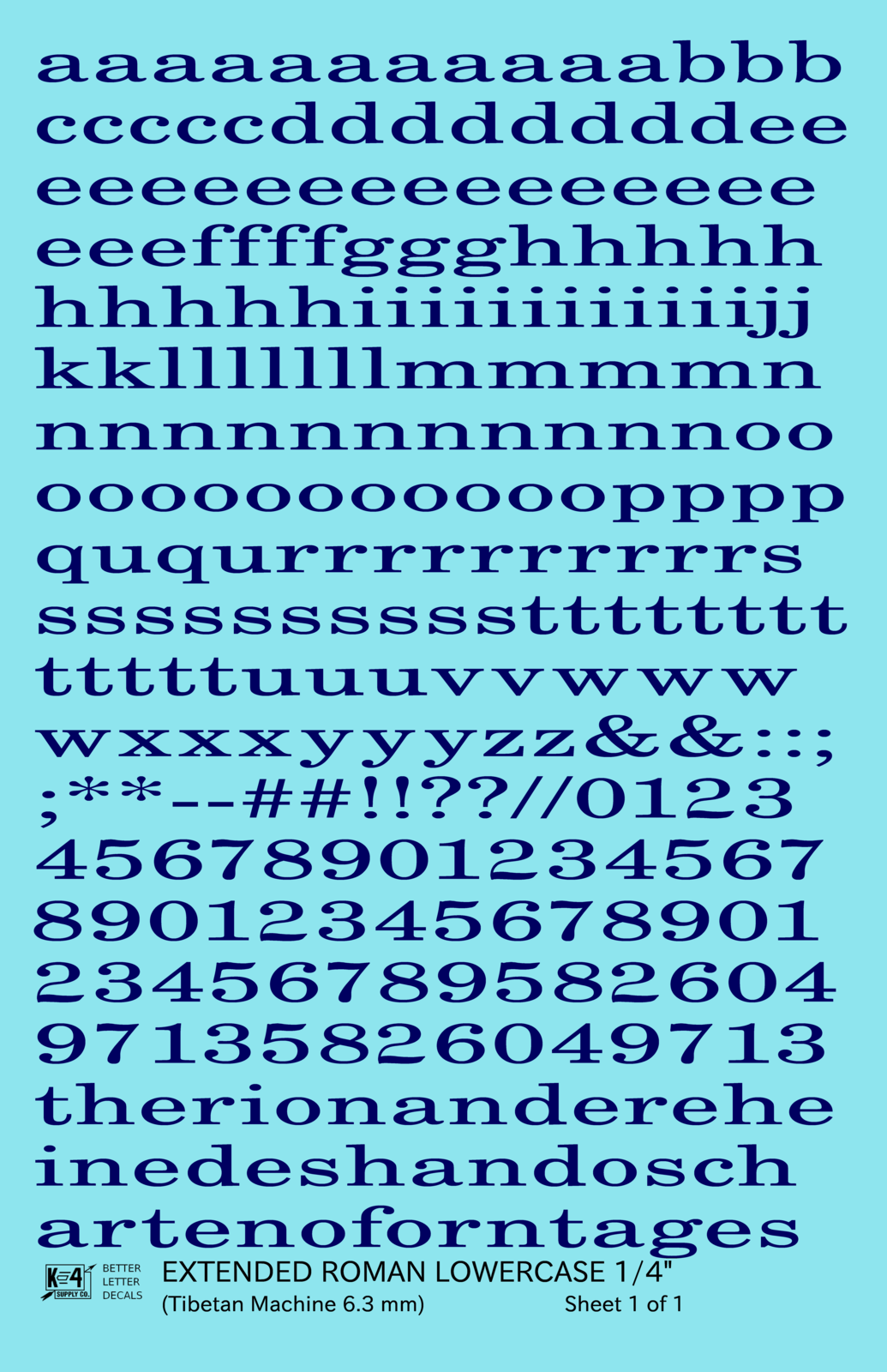 Lowercase Extended Roman Letter Number Alphabet