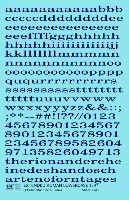Lowercase Extended Roman Letter Number Alphabet