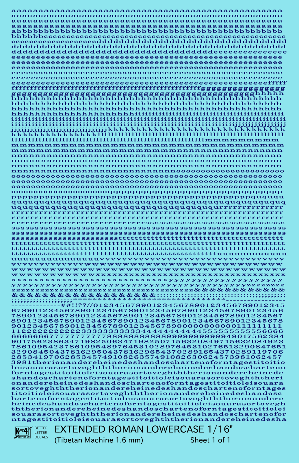 Lowercase Extended Roman Letter Number Alphabet