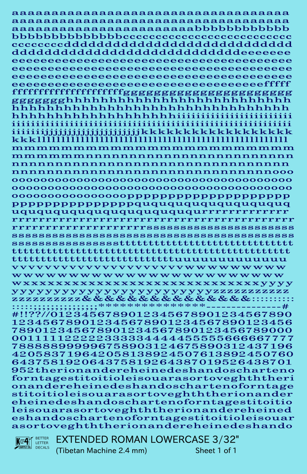 Lowercase Extended Roman Letter Number Alphabet