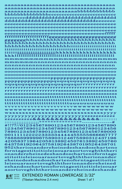 Lowercase Extended Roman Letter Number Alphabet