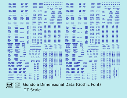 Dimensional and Weight Data Gondola Gothic Font