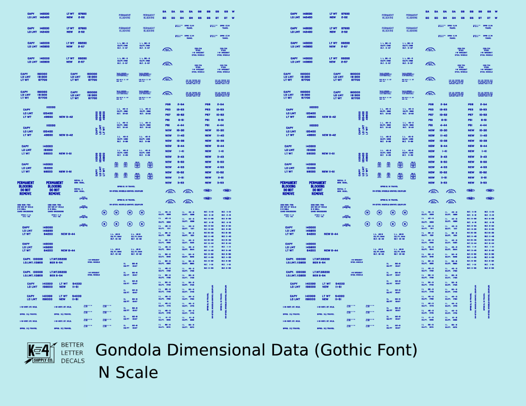 Dimensional and Weight Data Gondola Gothic Font