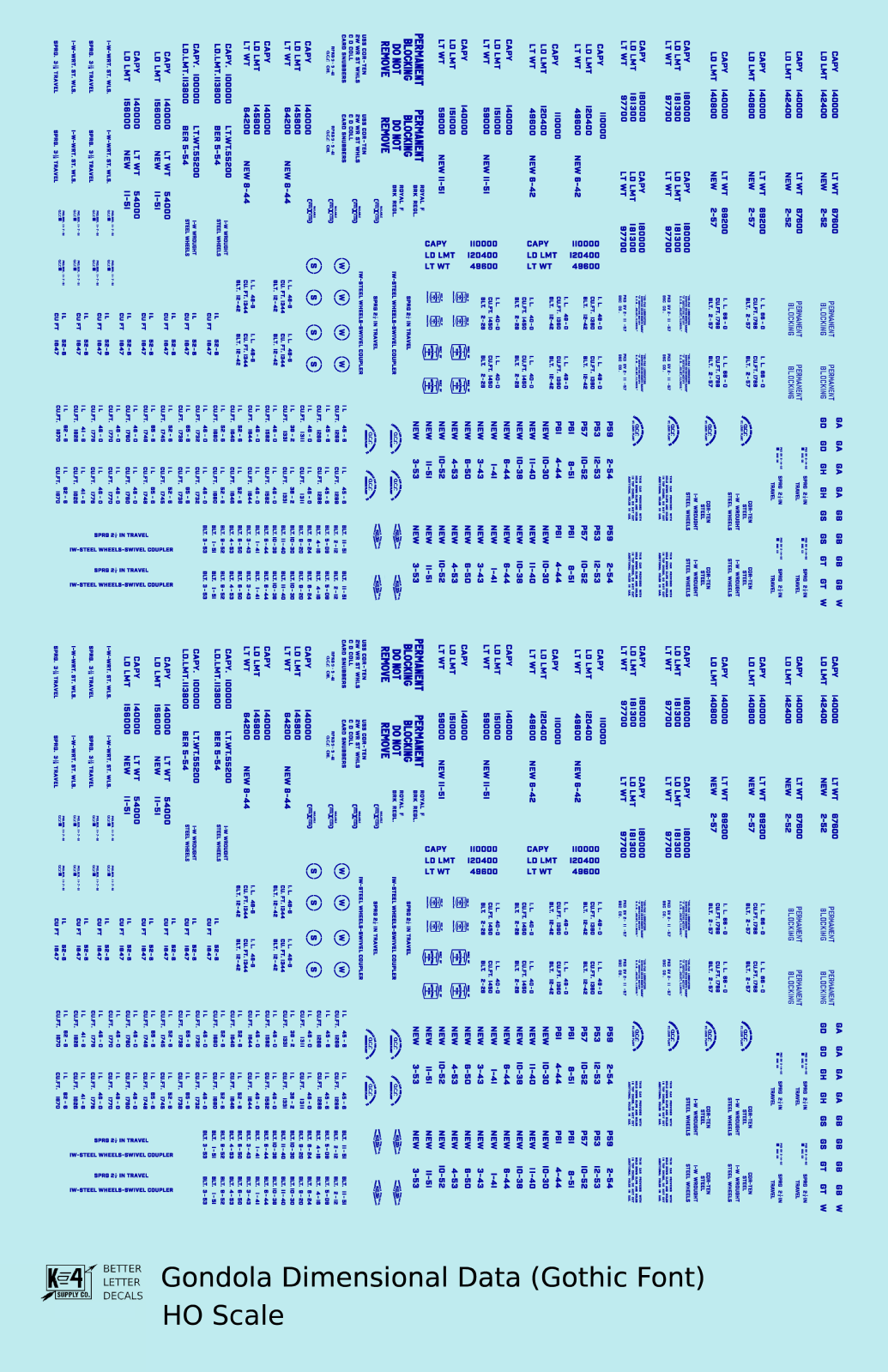 Dimensional and Weight Data Gondola Gothic Font