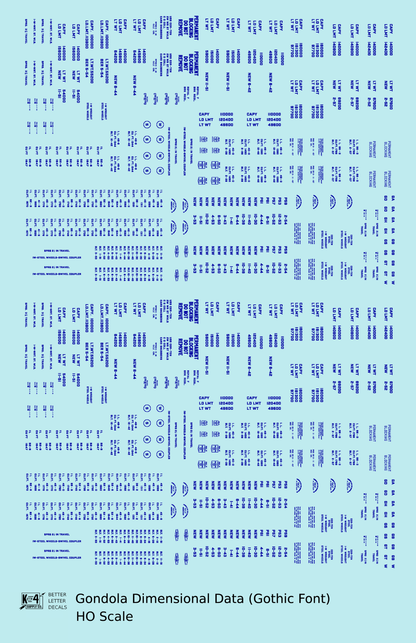 Dimensional and Weight Data Gondola Gothic Font