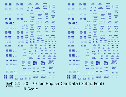 Dimensional and Weight Data 50 To 70 Ton Hopper Car Gothic Font