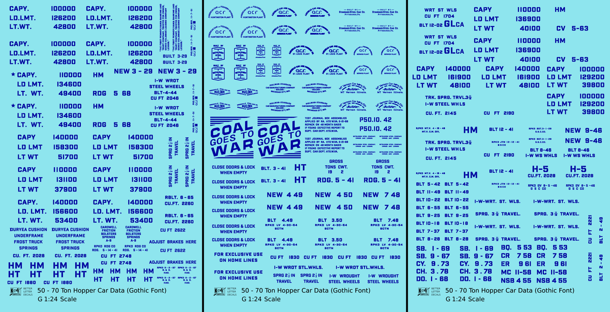Dimensional and Weight Data 50 To 70 Ton Hopper Car Gothic Font