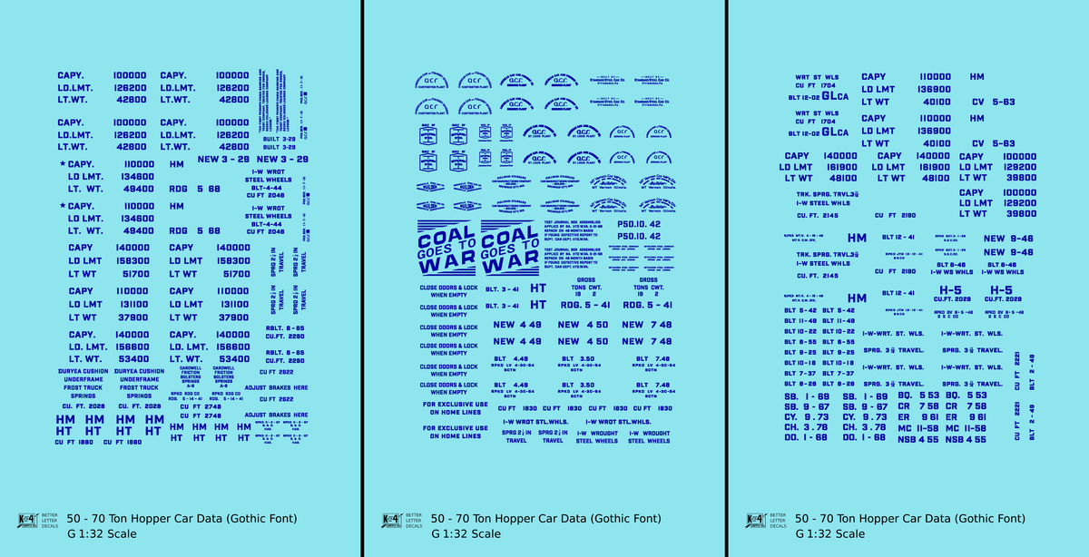 Dimensional and Weight Data 50 To 70 Ton Hopper Car Gothic Font
