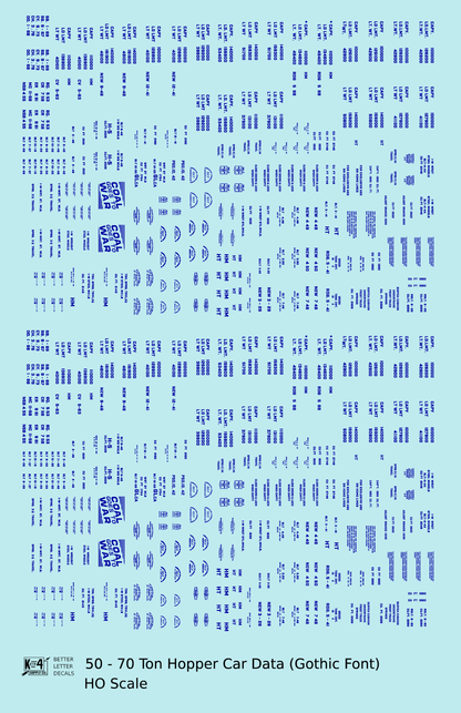 Dimensional and Weight Data 50 To 70 Ton Hopper Car Gothic Font