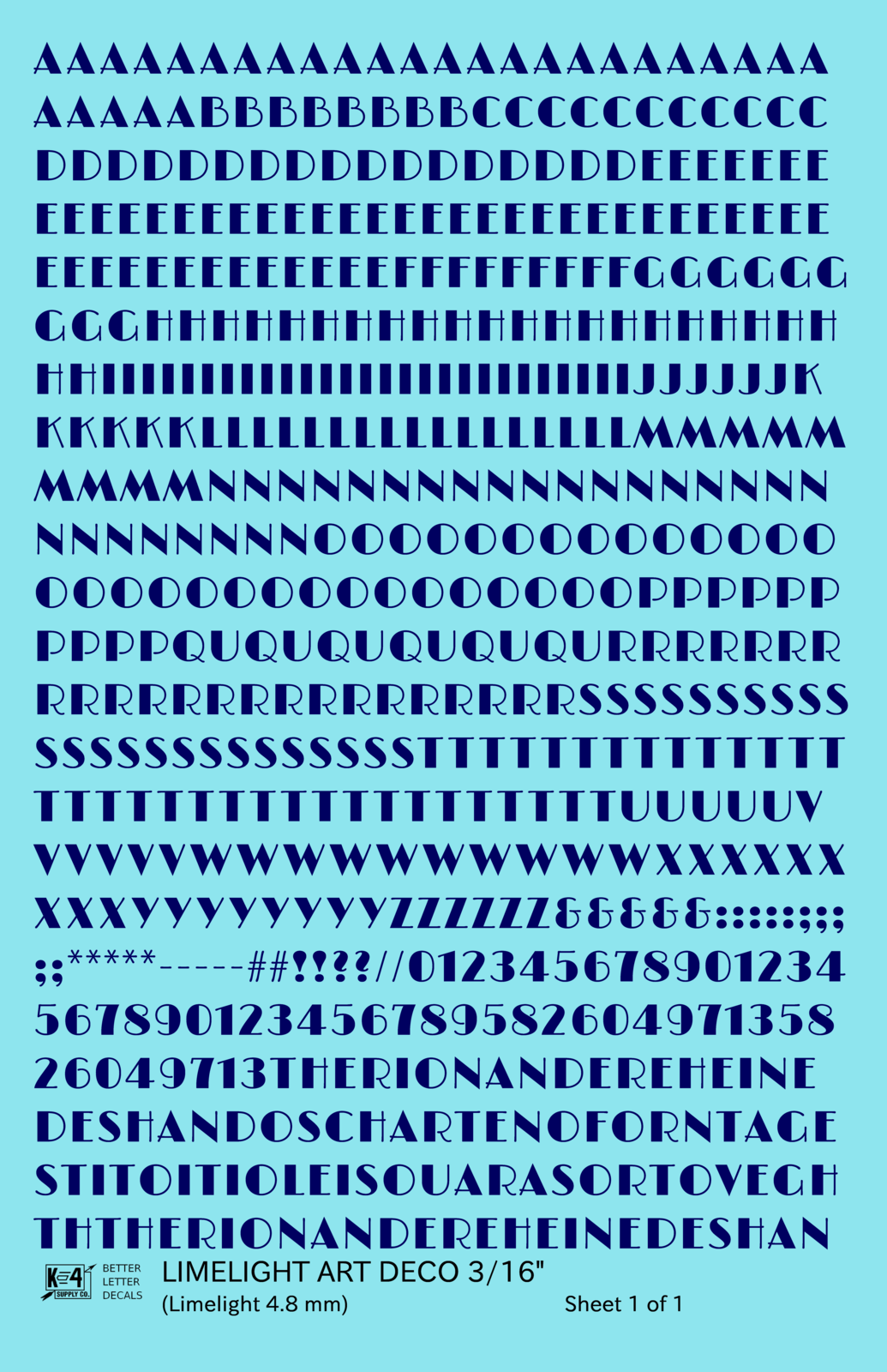 Limelight Art Deco Letter Number Alphabet