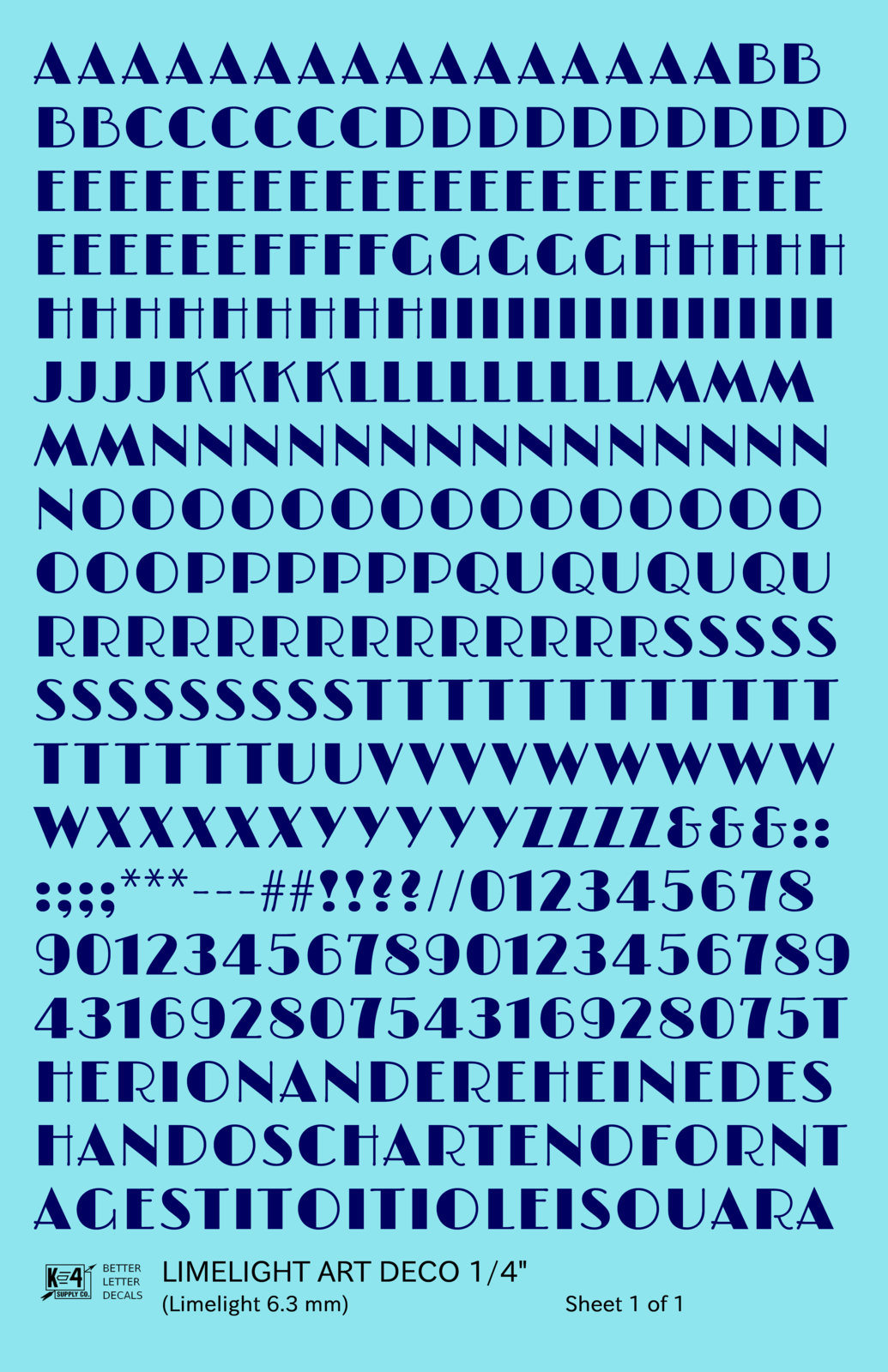 Limelight Art Deco Letter Number Alphabet