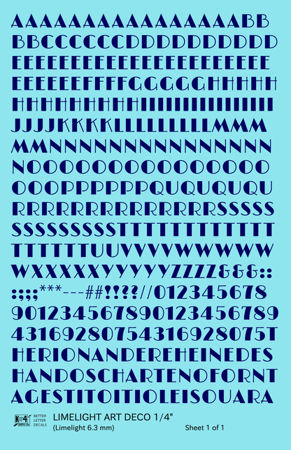 Limelight Art Deco Letter Number Alphabet