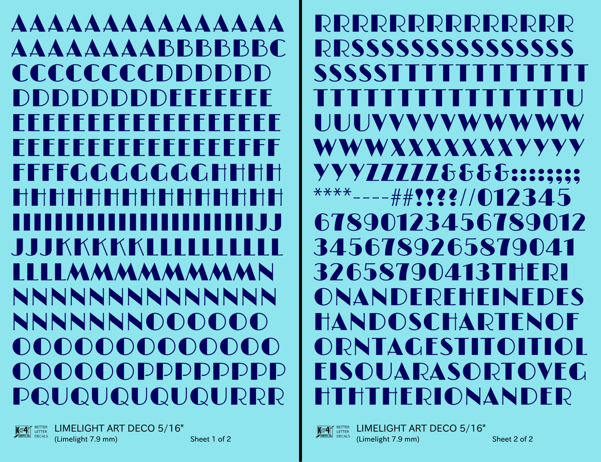 Limelight Art Deco Letter Number Alphabet