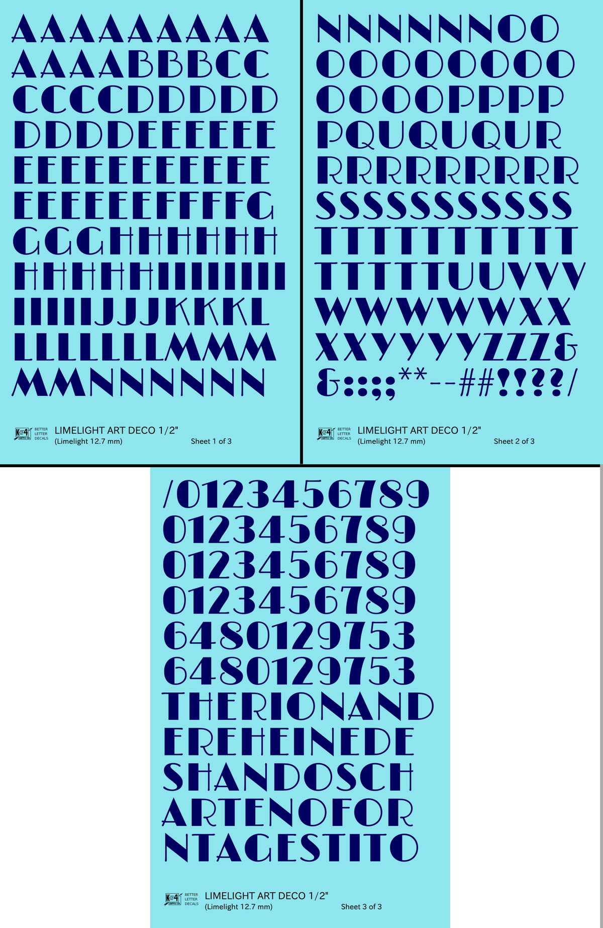 Limelight Art Deco Letter Number Alphabet