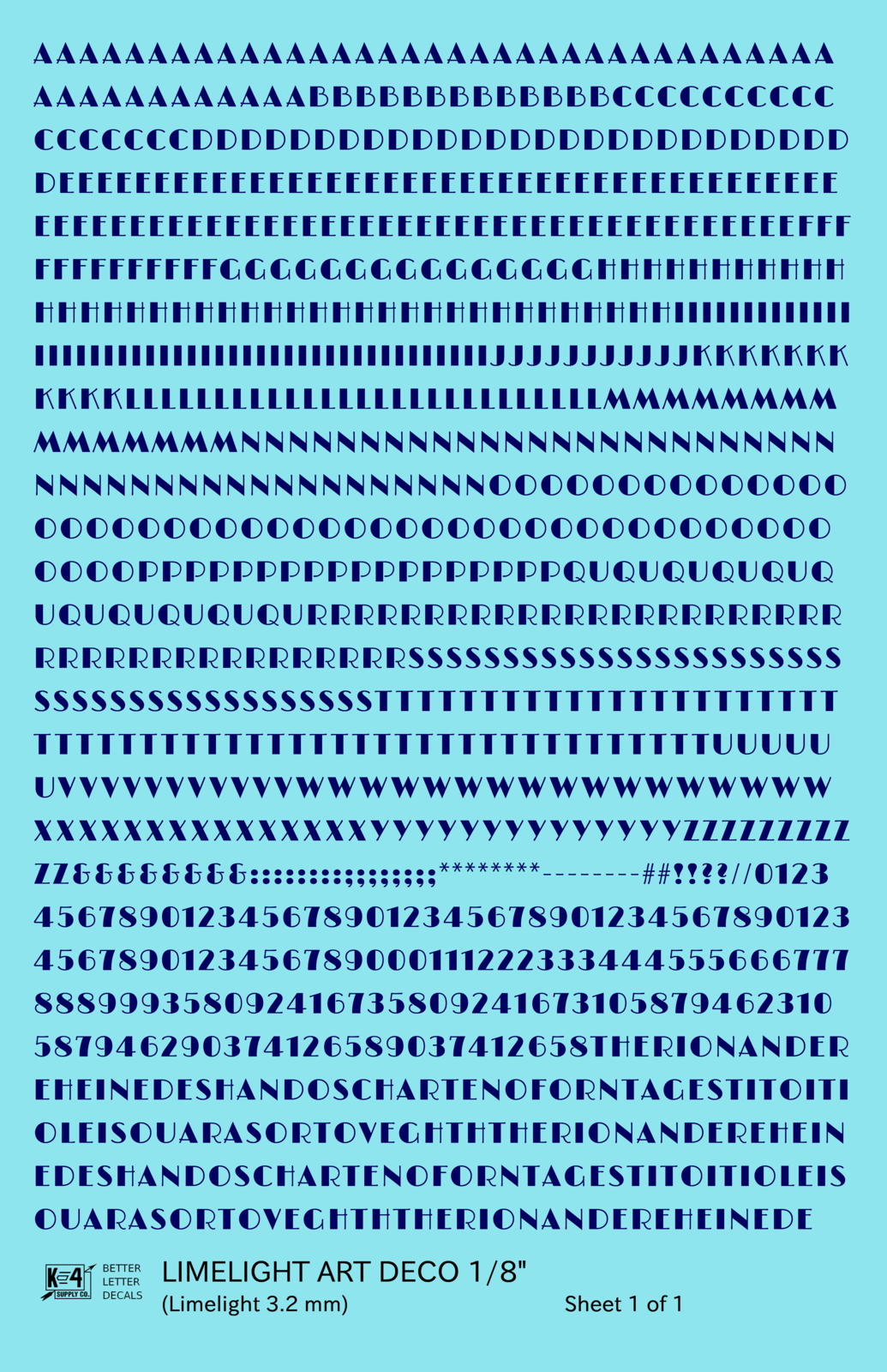 Limelight Art Deco Letter Number Alphabet