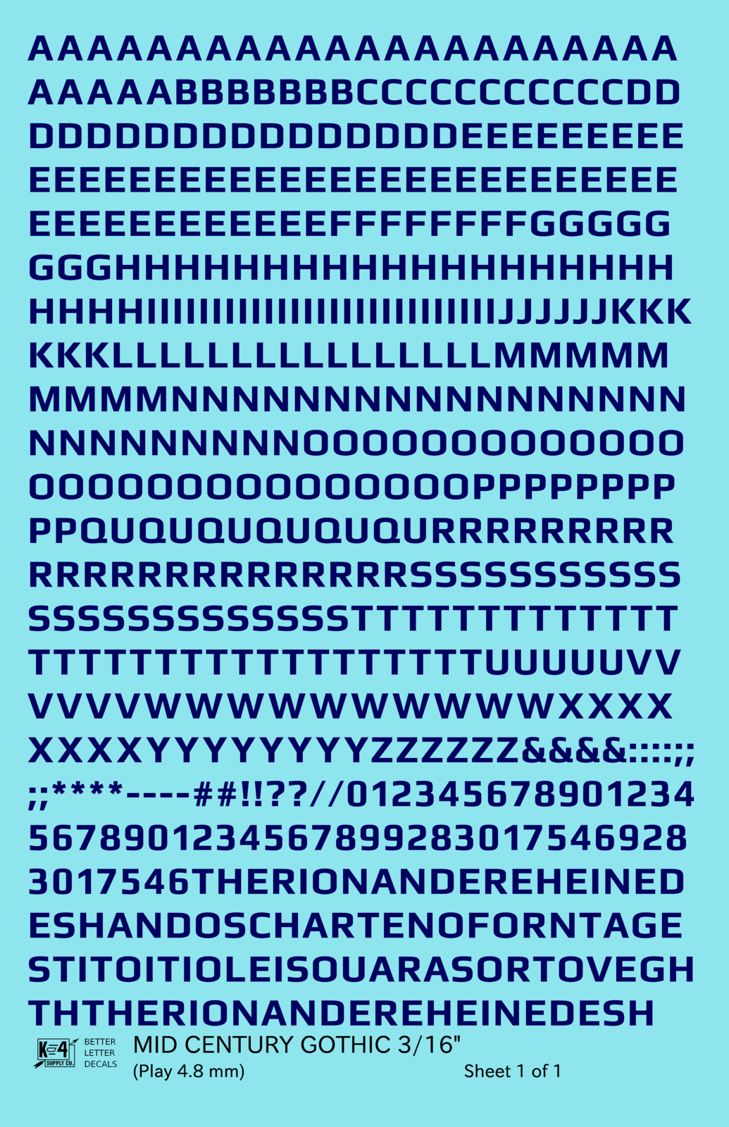 Mid Century Gothic Letter Number Alphabet