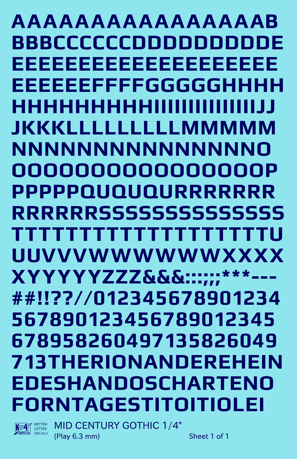 Mid Century Gothic Letter Number Alphabet