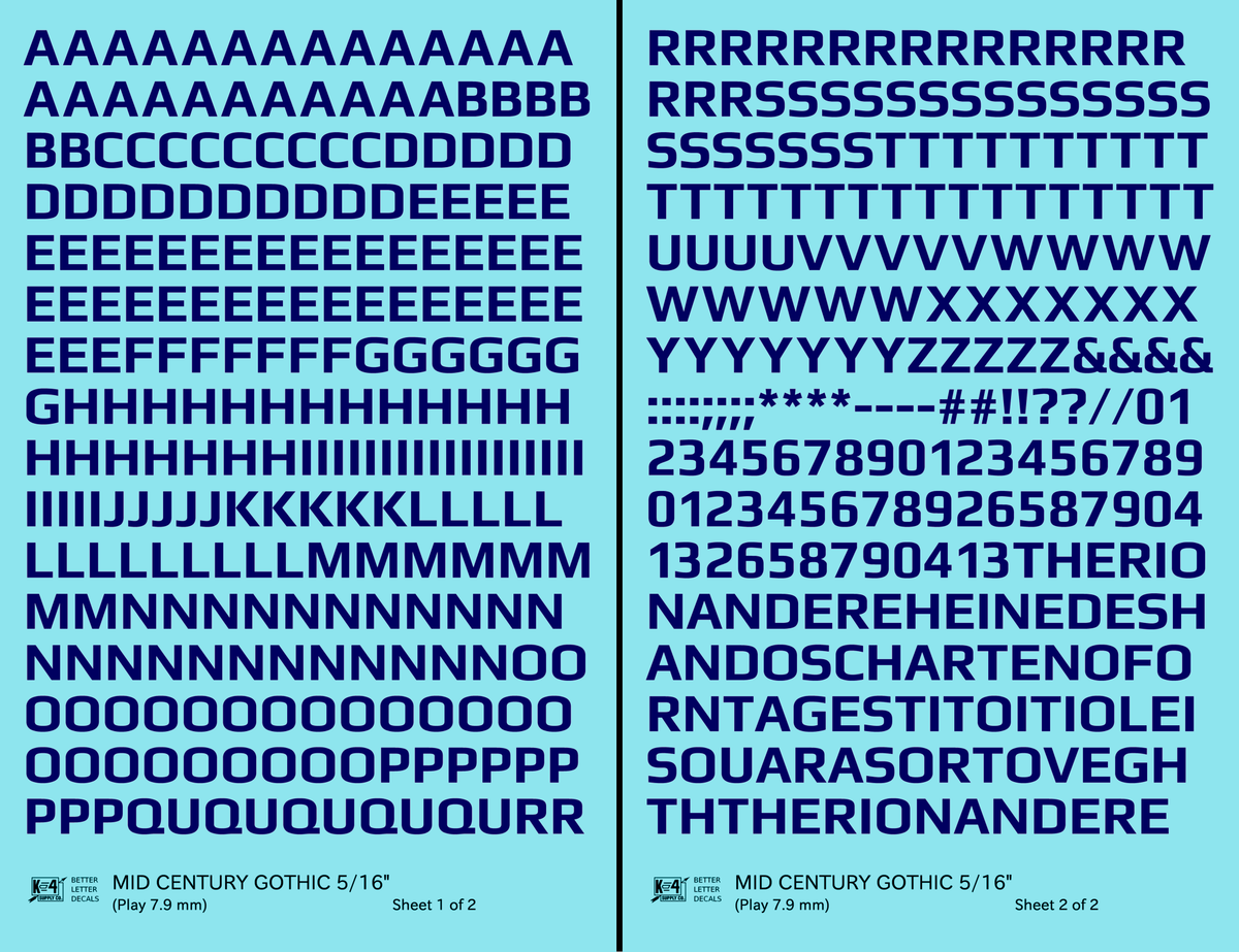 Mid Century Gothic Letter Number Alphabet