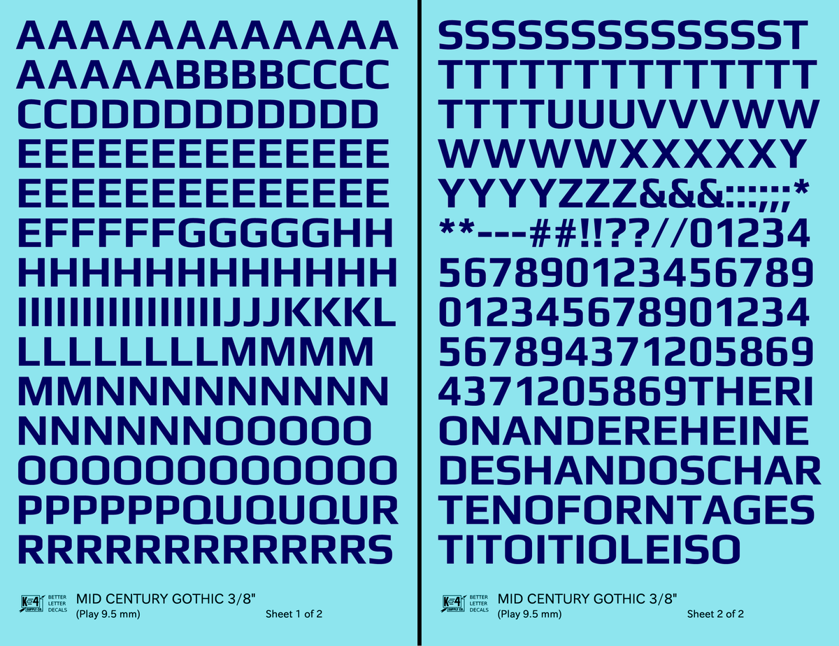 Mid Century Gothic Letter Number Alphabet
