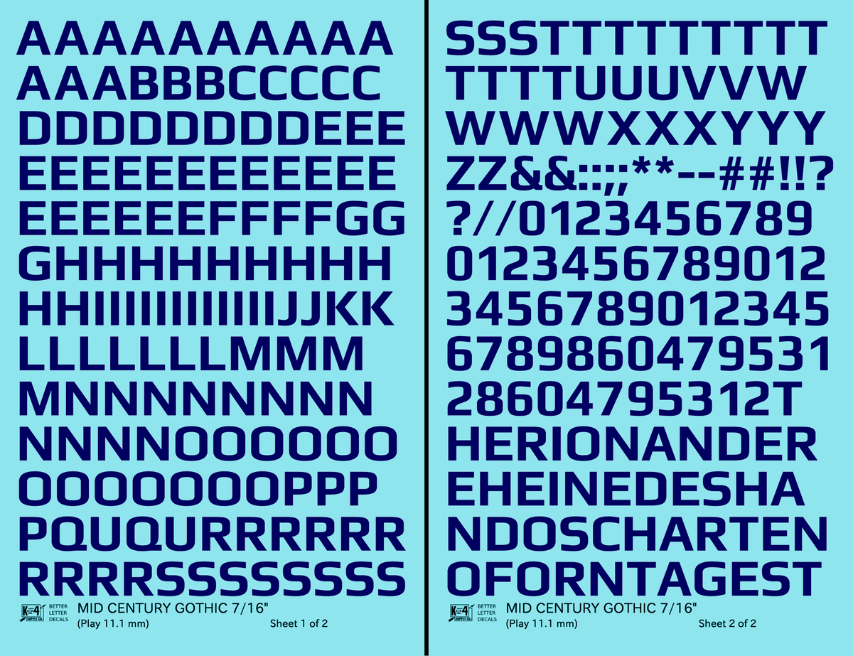 Mid Century Gothic Letter Number Alphabet