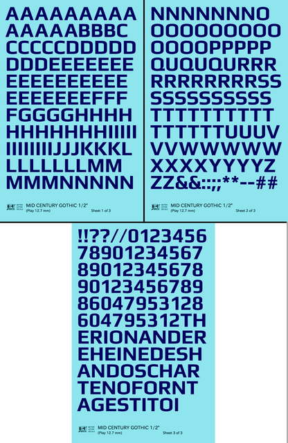 Mid Century Gothic Letter Number Alphabet