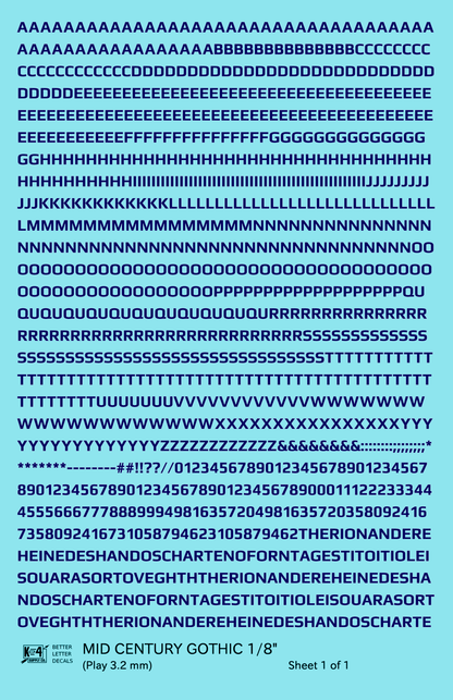 Mid Century Gothic Letter Number Alphabet