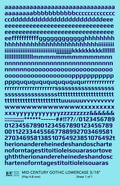 Lowercase Mid Century Gothic Letter Alphabet
