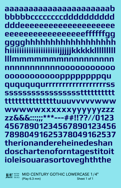 Lowercase Mid Century Gothic Letter Alphabet