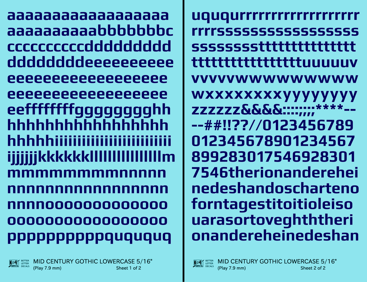 Lowercase Mid Century Gothic Letter Alphabet