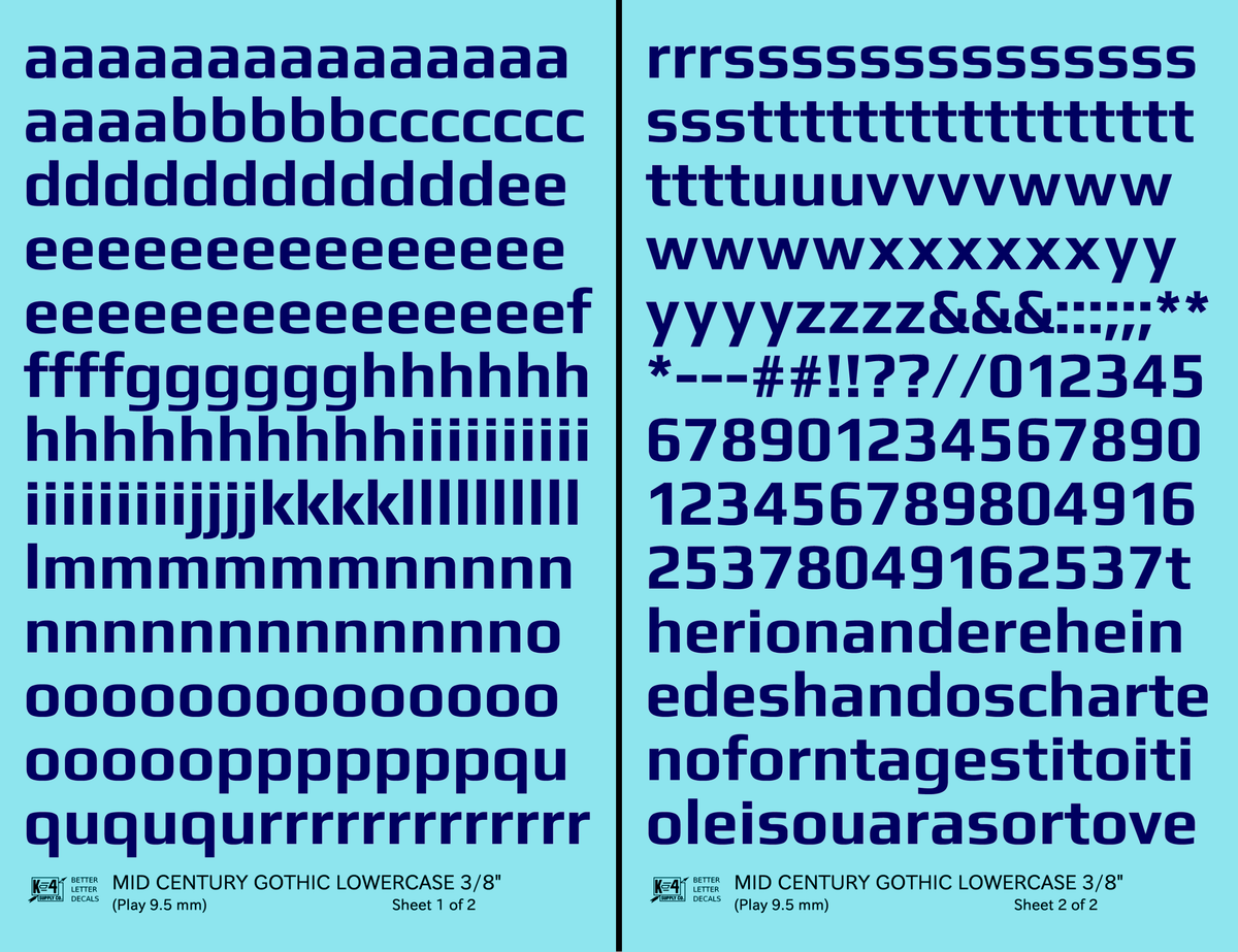 Lowercase Mid Century Gothic Letter Alphabet