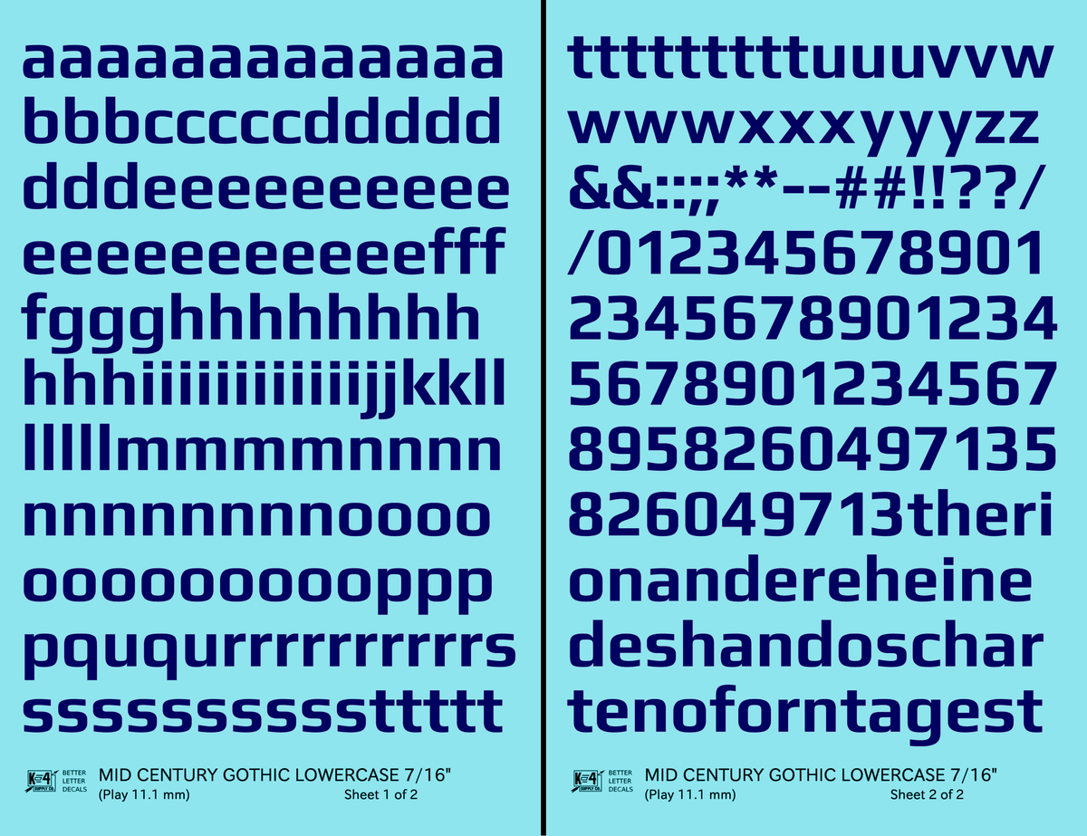 Lowercase Mid Century Gothic Letter Alphabet