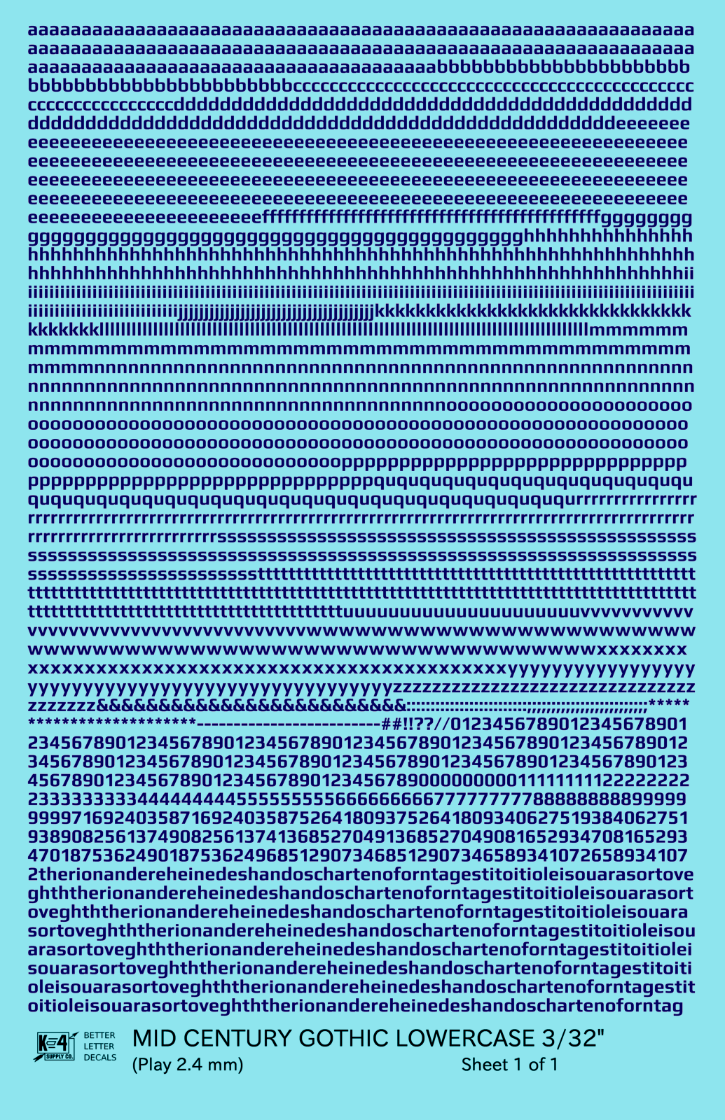 Lowercase Mid Century Gothic Letter Alphabet