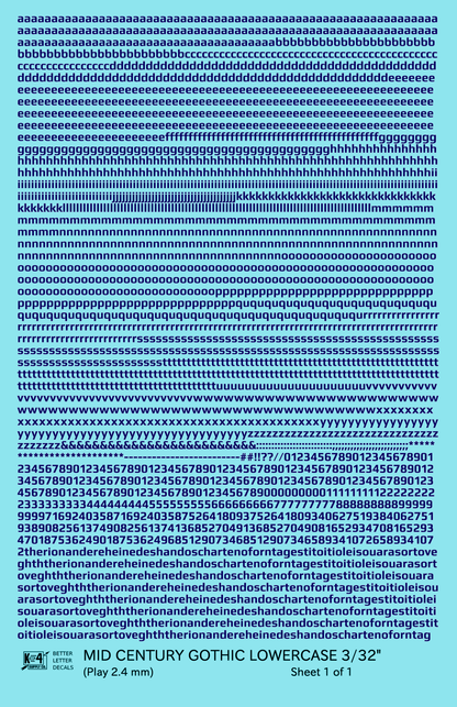 Lowercase Mid Century Gothic Letter Alphabet
