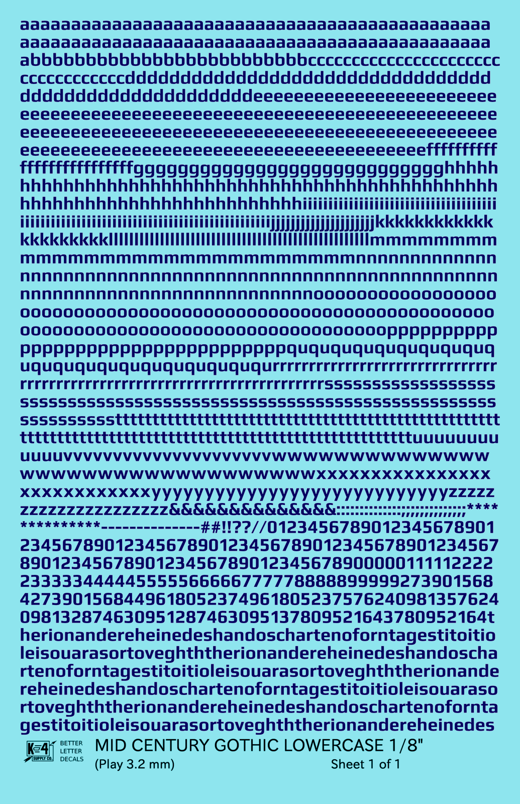 Lowercase Mid Century Gothic Letter Alphabet