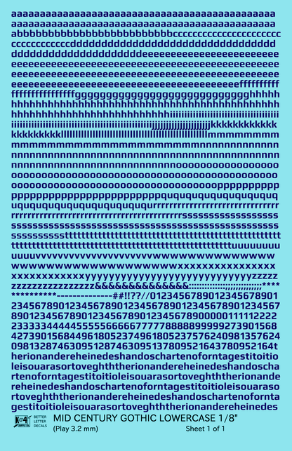 Lowercase Mid Century Gothic Letter Alphabet