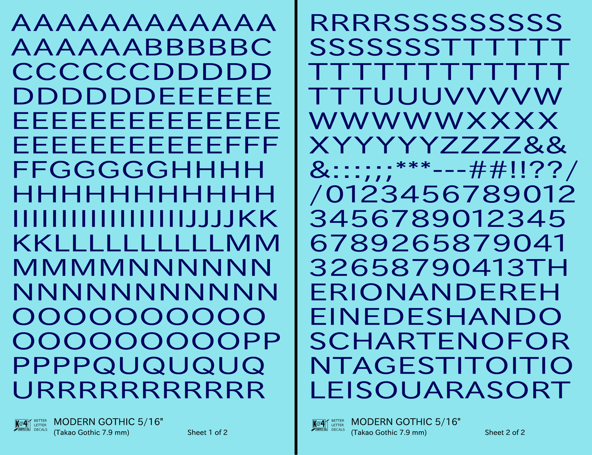 Modern Gothic Letter Number Alphabet