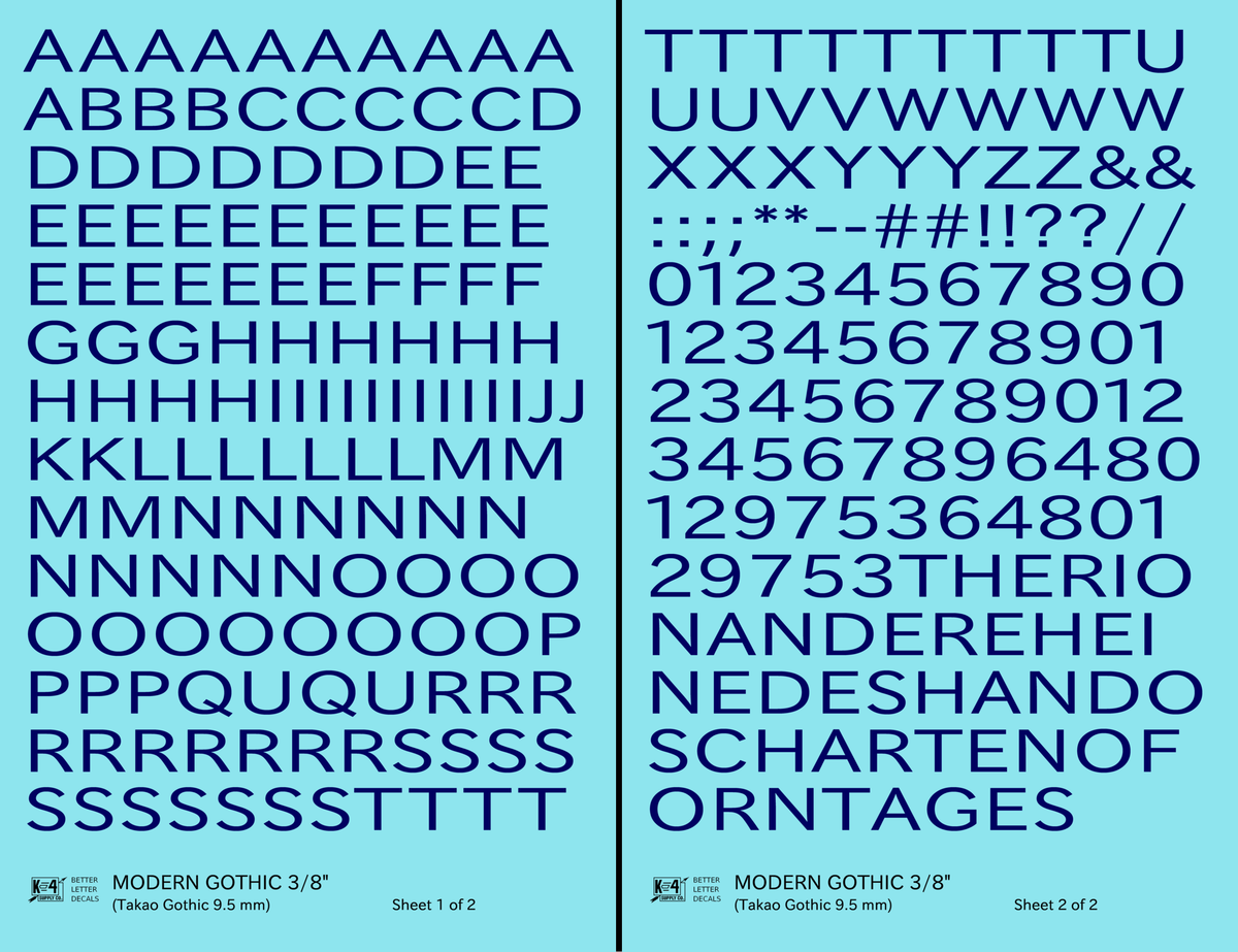 Modern Gothic Letter Number Alphabet