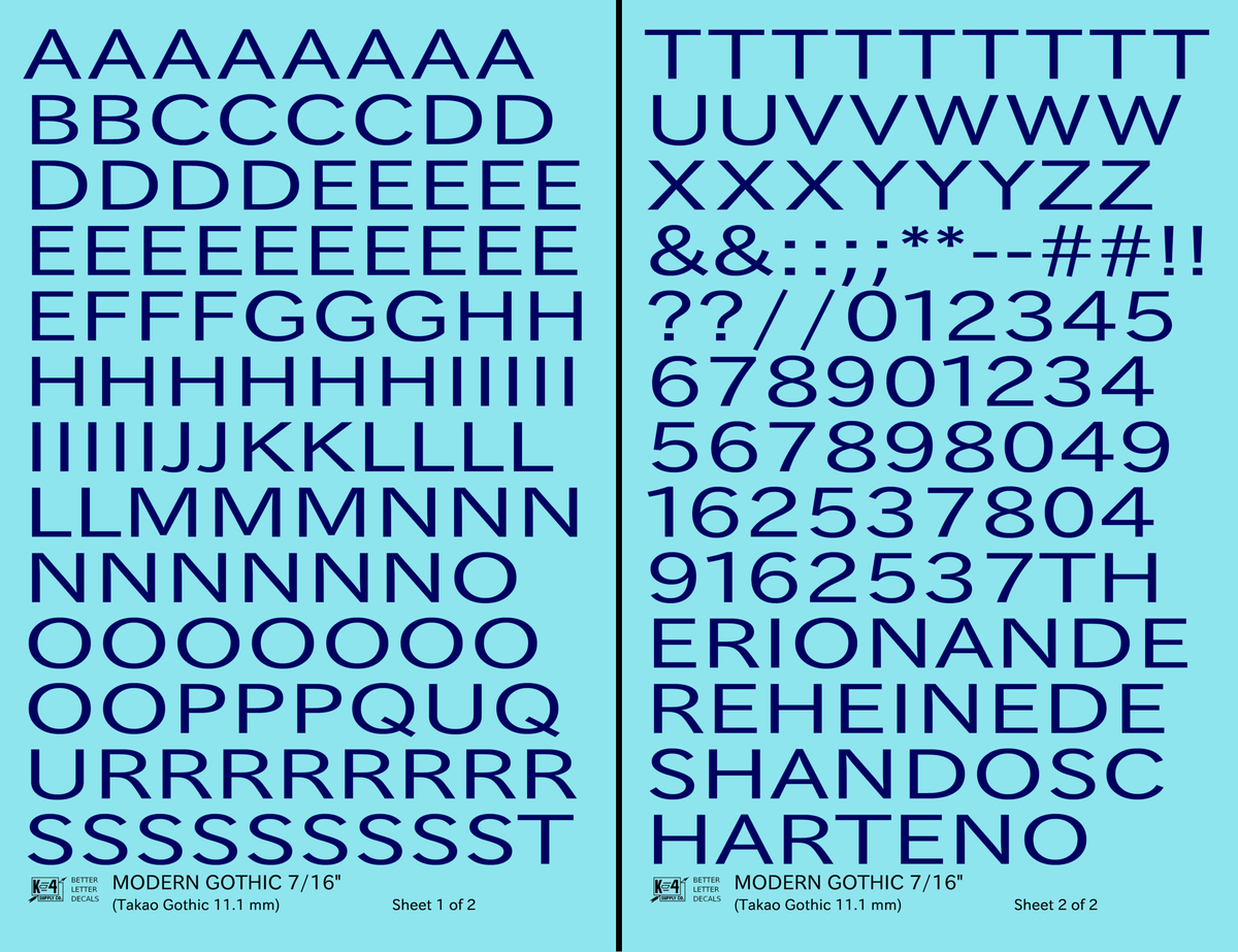 Modern Gothic Letter Number Alphabet