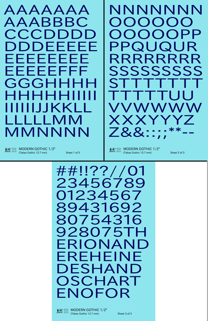 Modern Gothic Letter Number Alphabet