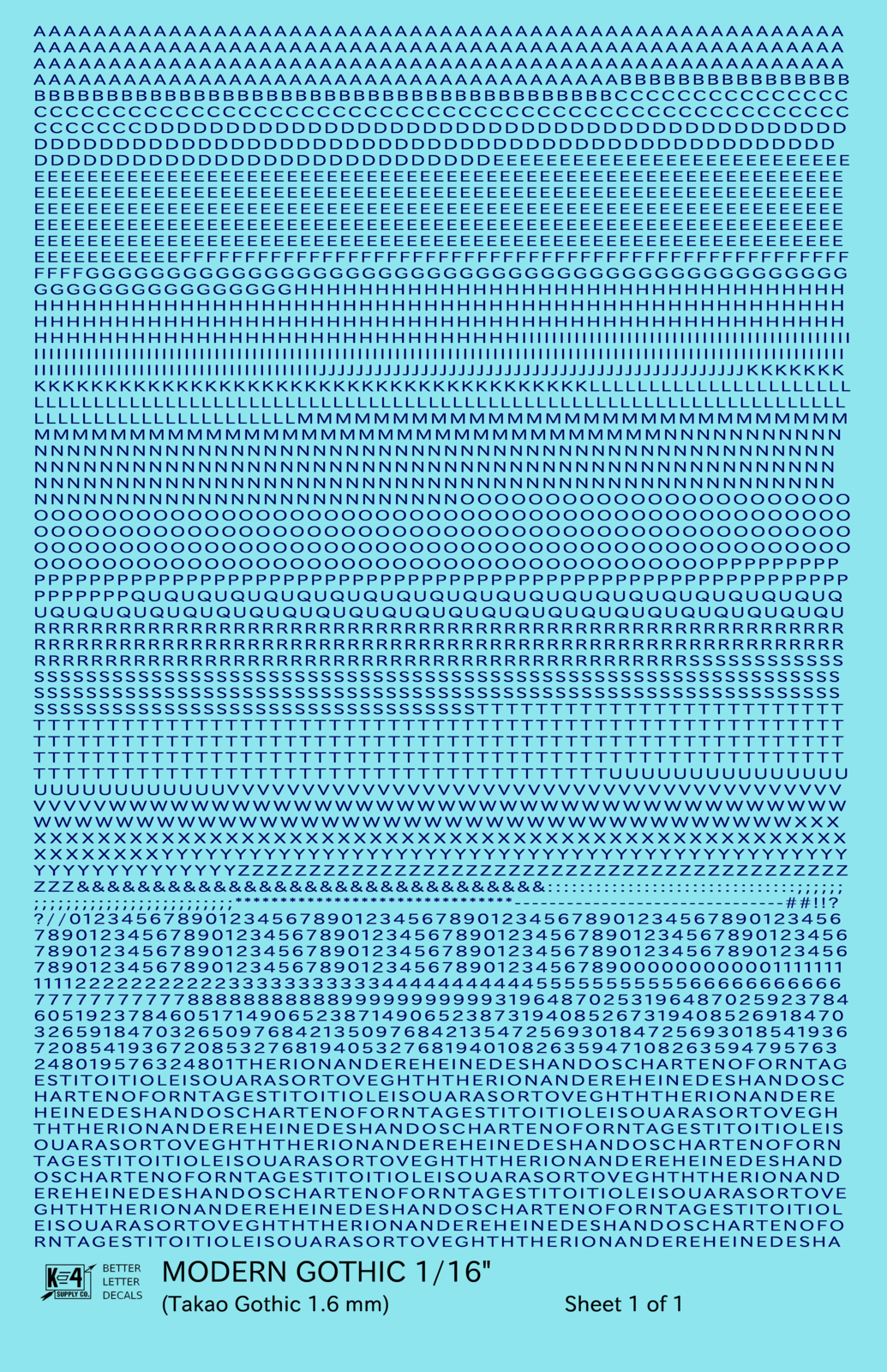 Modern Gothic Letter Number Alphabet