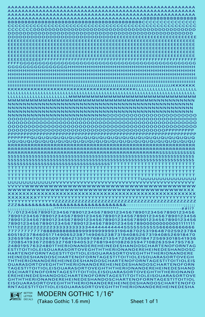 Modern Gothic Letter Number Alphabet