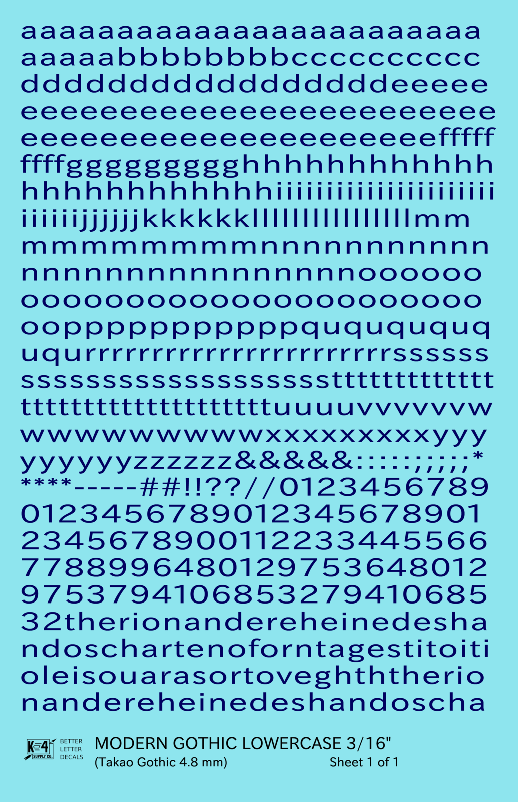 Lowercase Modern Gothic Letter Number Alphabet