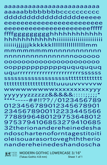 Lowercase Modern Gothic Letter Number Alphabet
