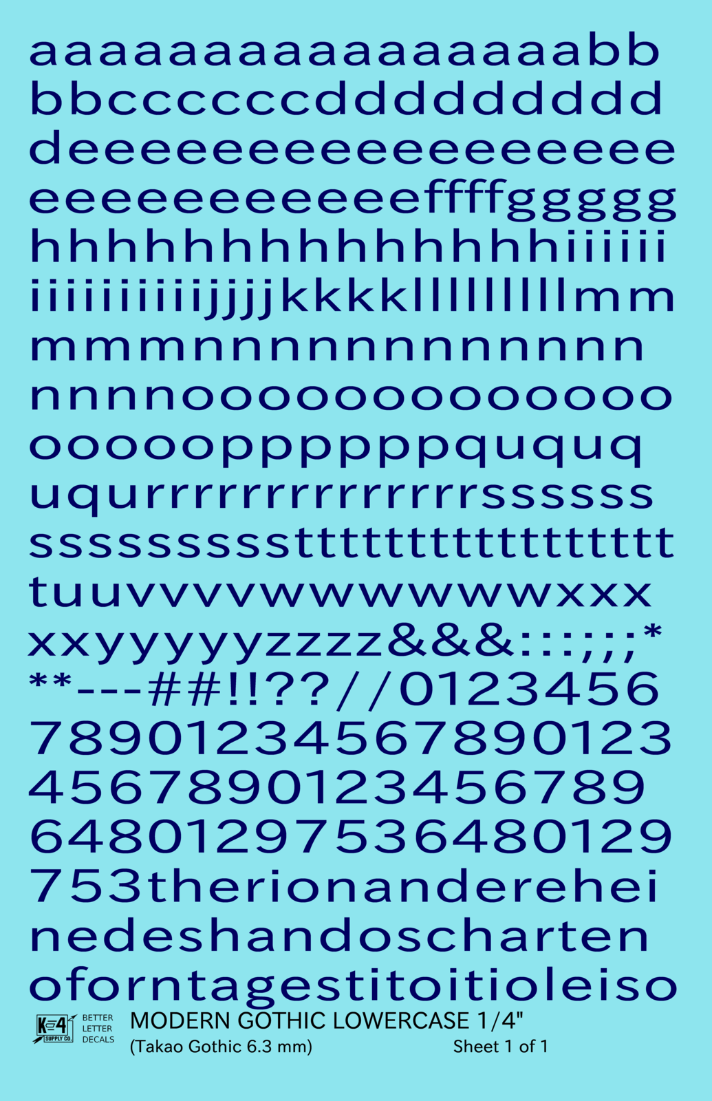 Lowercase Modern Gothic Letter Number Alphabet