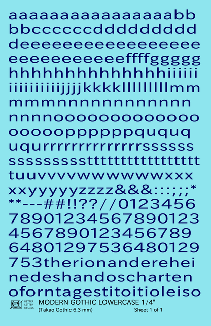 Lowercase Modern Gothic Letter Number Alphabet