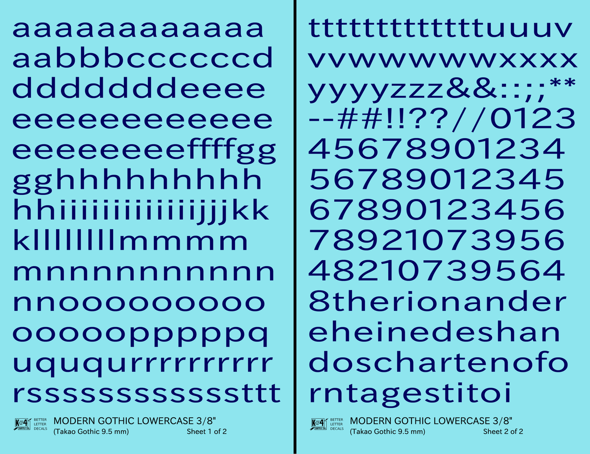 Lowercase Modern Gothic Letter Number Alphabet