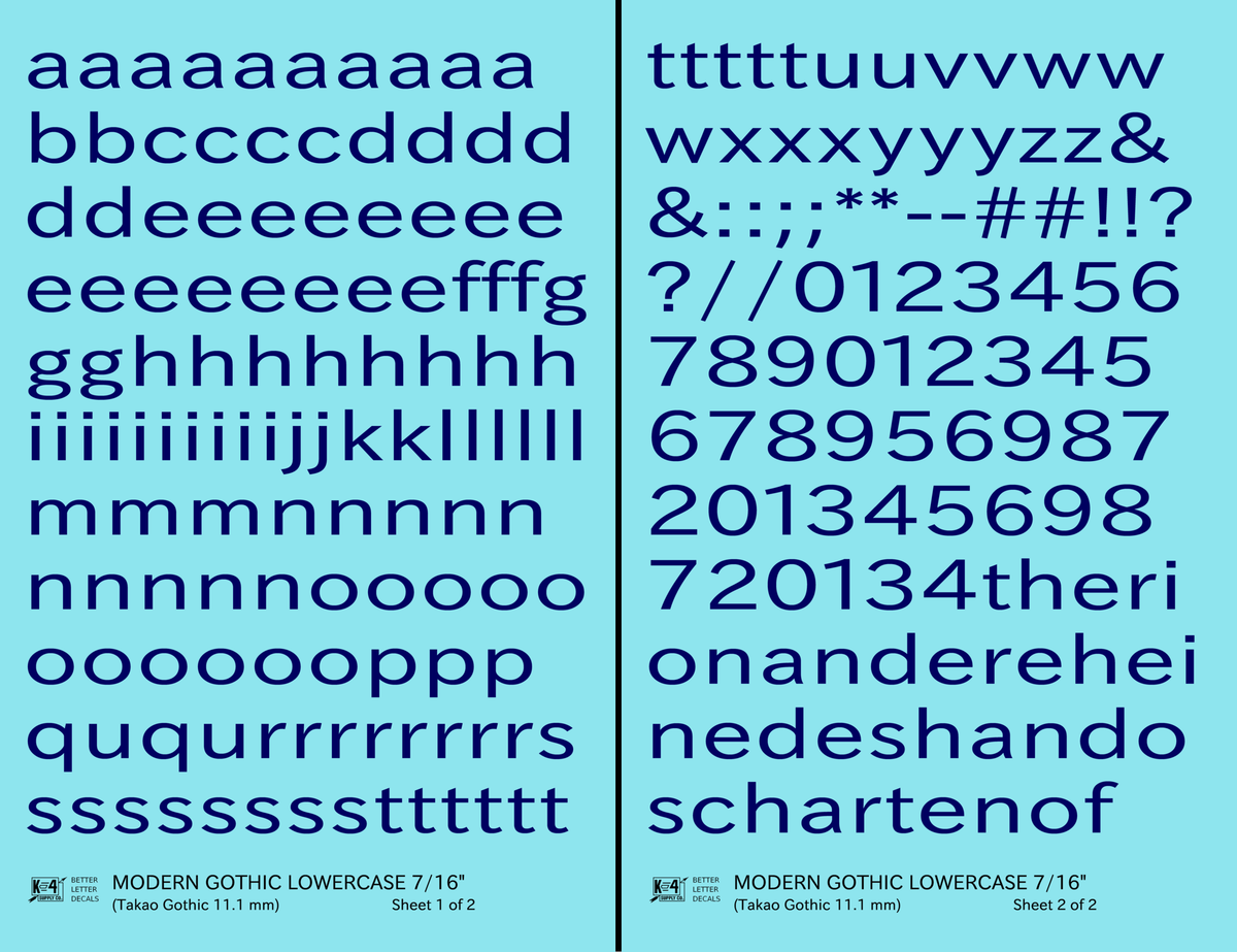 Lowercase Modern Gothic Letter Number Alphabet